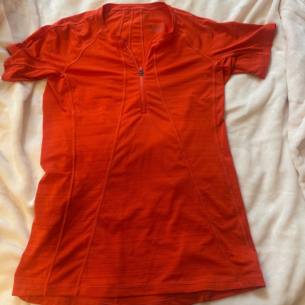 Athleta red workout top zip up front